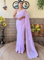 Soft Georgette Lilac Daily Wear Sequins Work Saree